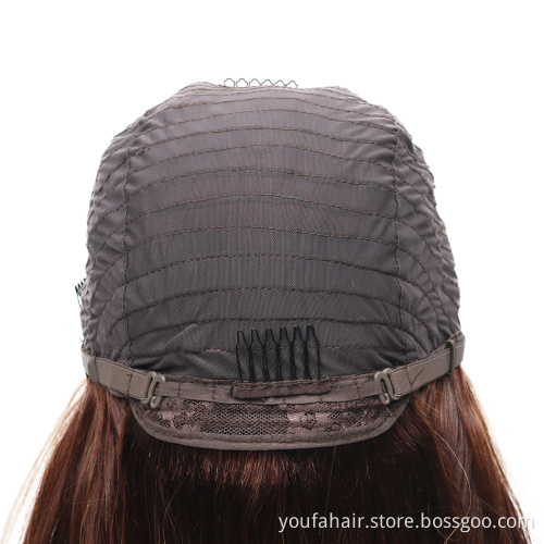 4/27 Honey Brown Highlight Wig 150% Ombre Color Blonde Brazilian Virgin Straight 4x4 Lace Front Human Hair Wig for Black Women